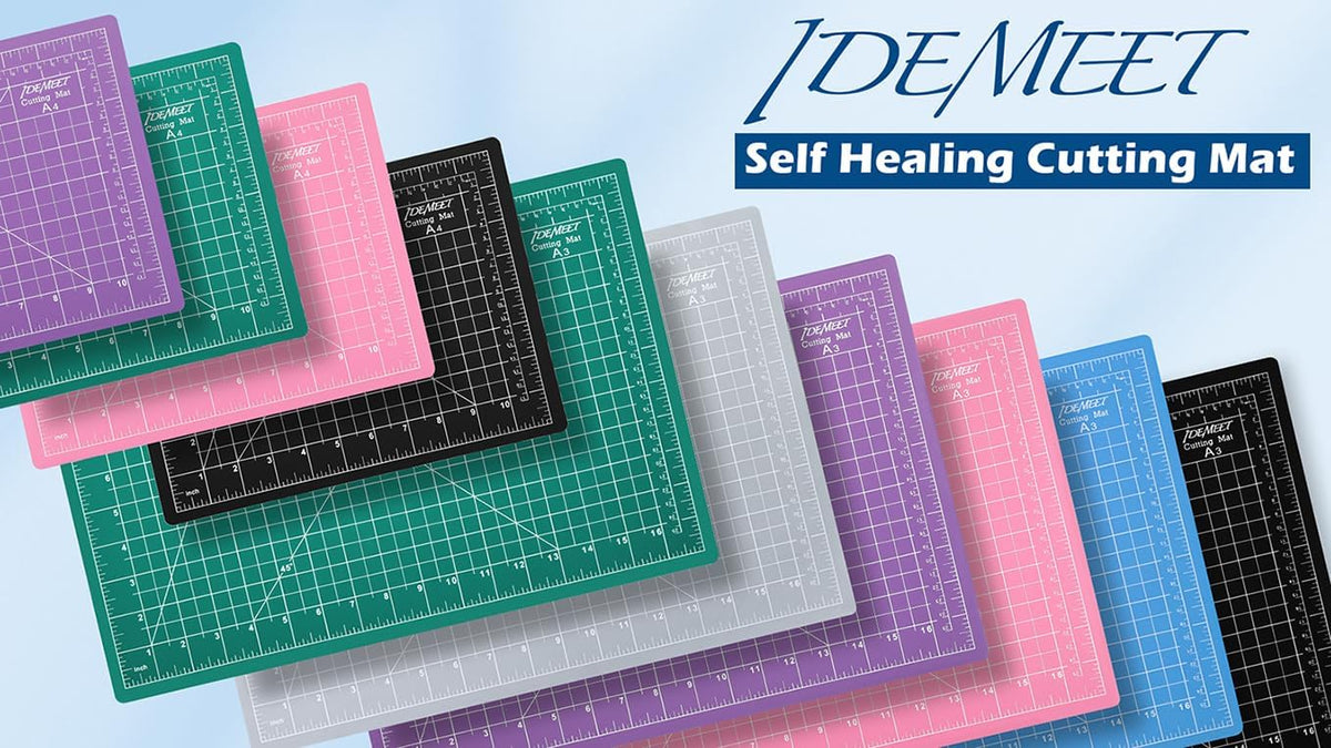 Density-upgraded 18"x12" Self Healing Cutting Mat, Idemeet Rotary Sewing Mat for Crafts, 5-Ply Blade Table Protector Cut Board for Fabric Leather Cutting Quilting Modeling Hobby Project, A3, Blue