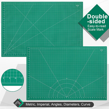 Density-upgraded 24" x 36" Large Self Healing Sewing Mat, Idemeet Rotary Cutting Mat 5-Ply Cut Board for Crafts Hobby Project, Scale Size 24" x 36", A1, Green