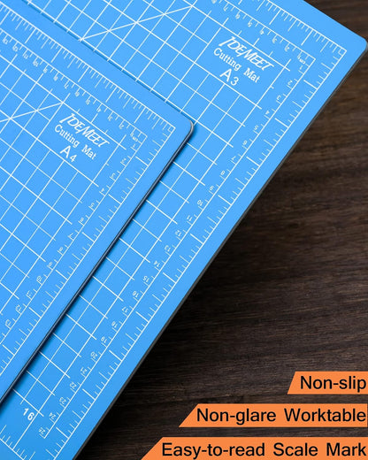 Density-upgraded 18"x12" Self Healing Cutting Mat, Idemeet Rotary Sewing Mat for Crafts, 5-Ply Blade Table Protector Cut Board for Fabric Leather Cutting Quilting Modeling Hobby Project, A3, Blue