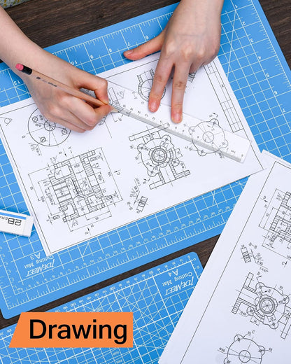 Density-upgraded 18"x12" Self Healing Cutting Mat, Idemeet Rotary Sewing Mat for Crafts, 5-Ply Blade Table Protector Cut Board for Fabric Leather Cutting Quilting Modeling Hobby Project, A3, Blue